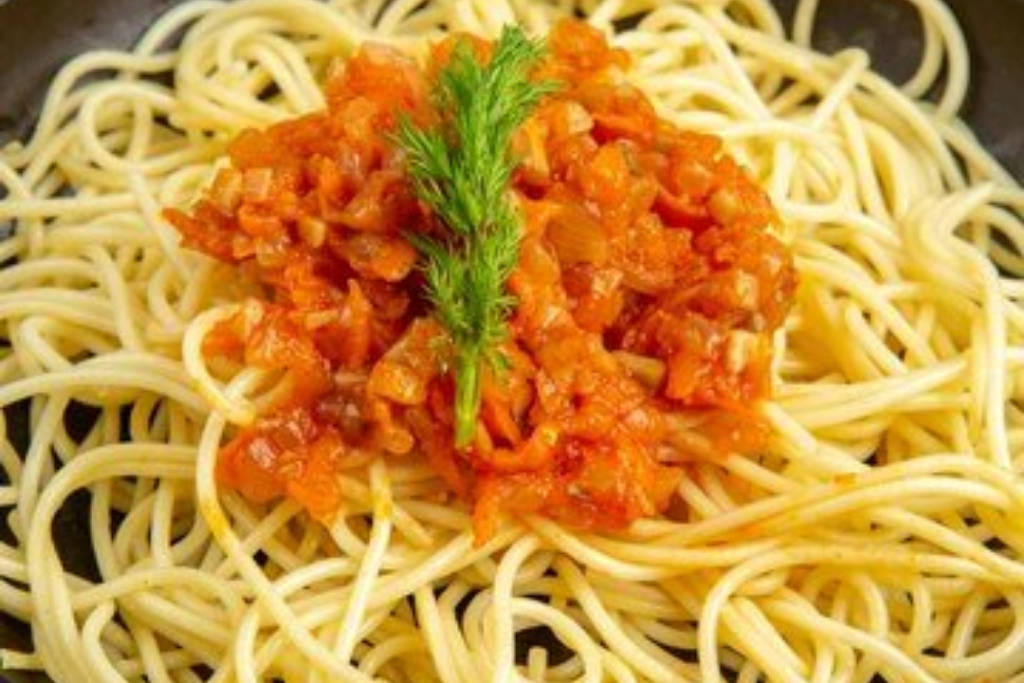 Bolognese pasta from the Orange Hotel restaurant